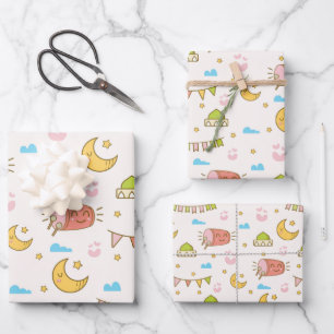 Modern Cute Colourful Ramadan Eid Mubarak Happy Ei Wrapping Paper Sheet