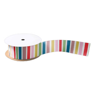 Modern Cute Colourful Stripes Holiday Satin Ribbon
