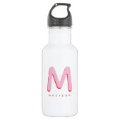 Modern Cute Custom Name Retro Monogram 532 Ml Water Bottle (Front)