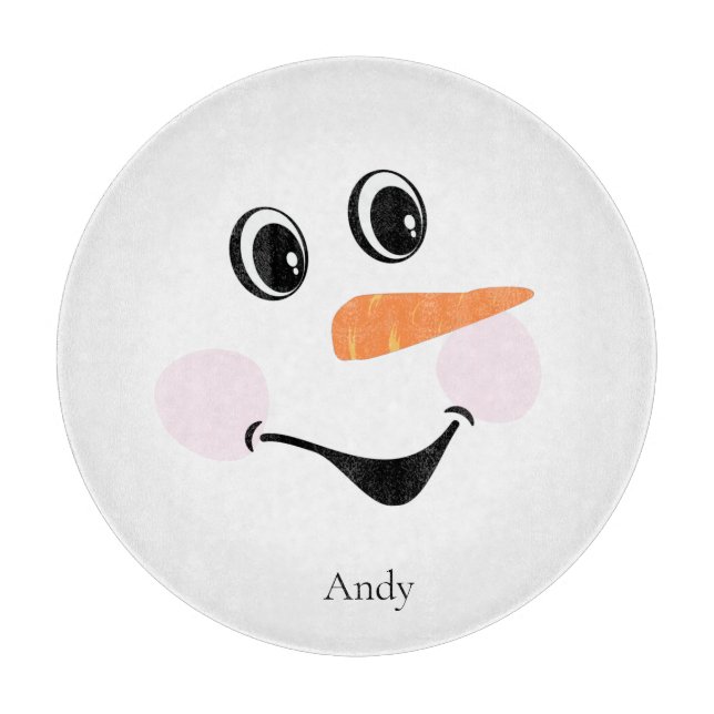 Modern Cute Custom Smiling Snowman face Cutting Bo Board (Front)