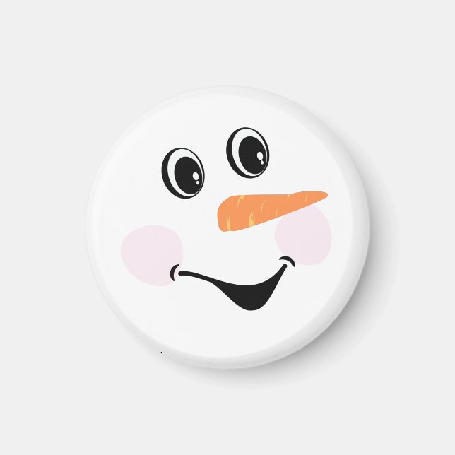 Modern Cute Custom Smiling Snowman face Magnet (Front)