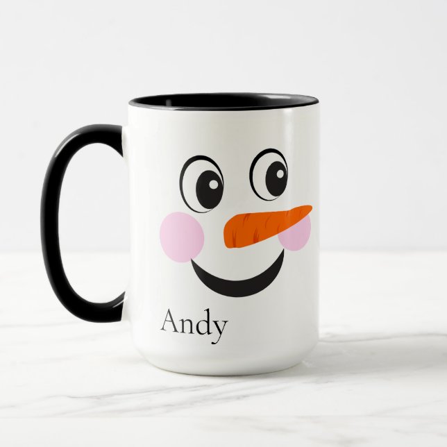 Modern Cute Custom Snowman face  Mug (Left)
