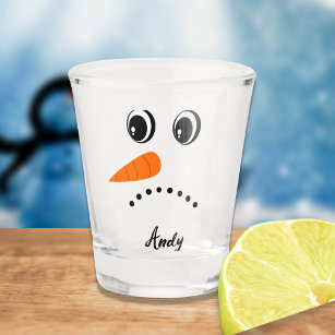 Modern Cute Custom Snowman face  Shot Glass