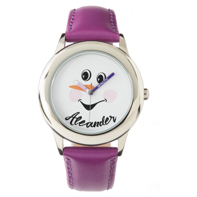 Modern Cute Custom Snowman face  Watch (Front)