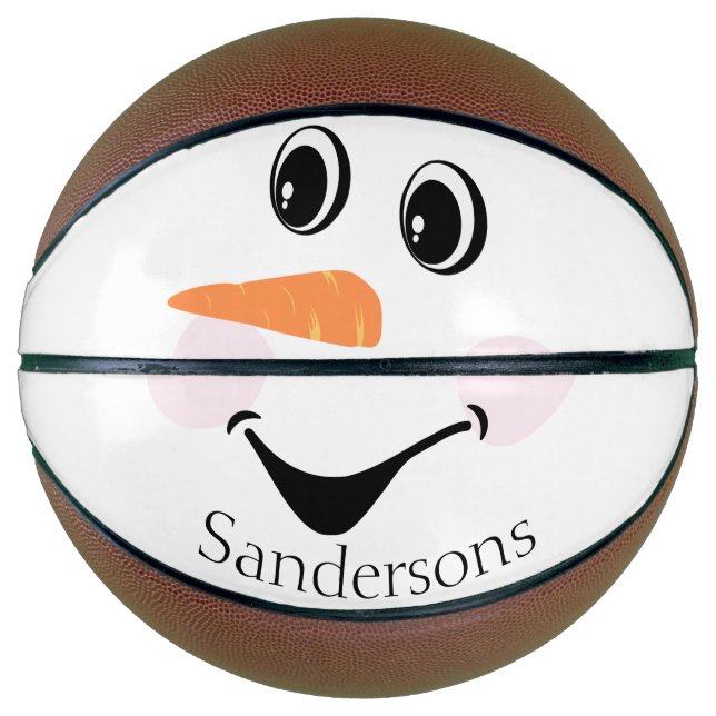 Modern Cute Custom Snowman face Winter Party   Basketball (Front)