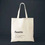 Modern Cute Definition Funtie Tote Bag<br><div class="desc">This tote bag has a hip font combination and a humourous "funtie" meaning. This tote bag would make the ideal birthday,  Christmas,  or pregnancy announcement present for your favourite aunt.</div>