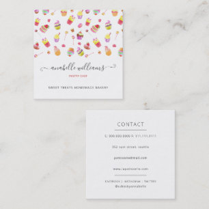 Modern Cute Desserts Cakes Bakery Pastry Chef Square Business Card