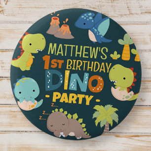 Modern Cute Dino Dinosaur Kid's Birthday Party 6 Cm Round Badge