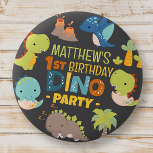 Modern Cute Dino Dinosaur Kid's Birthday Party 6 Cm Round Badge