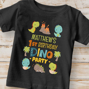Modern Cute Dino Dinosaur Kid's Birthday Party Baby T-Shirt