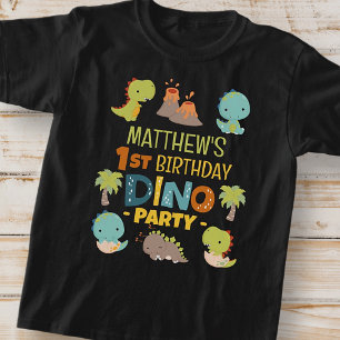Modern Cute Dino Dinosaur Kid's Birthday Party T-Shirt