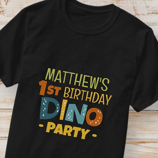 Modern Cute Dino Dinosaur Kid's Birthday Party T-Shirt (Creator Uploaded)