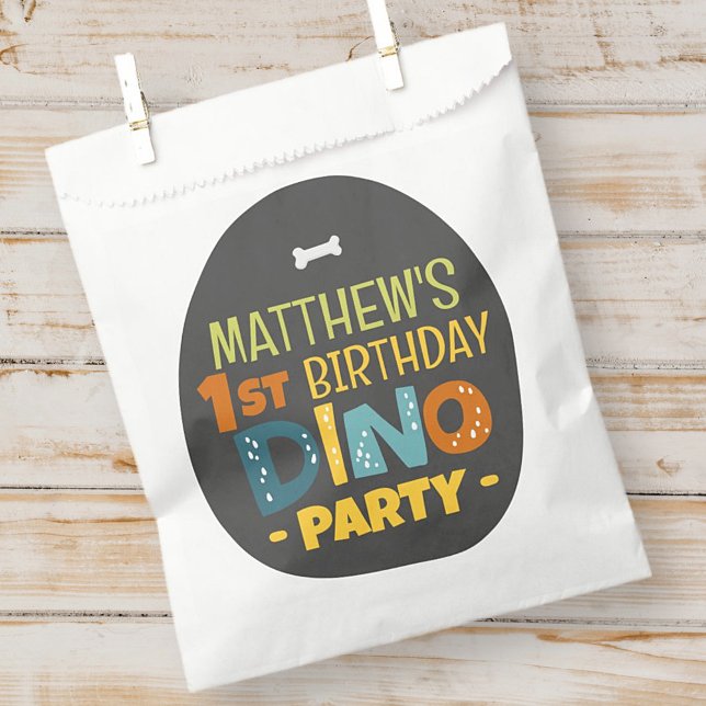 Modern Cute Dino Dinosaur Kid's Birthday Thank You Favour Bag (Creator Uploaded)