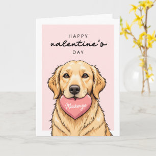 Modern Cute Dog with Heart Happy Valentines Day Card