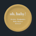 Modern Cute Dusty Yellow Baby Shower Custom Name Paper Plate<br><div class="desc">Modern Cute Dusty Yellow Baby Shower Custom Name Paper Plates</div>