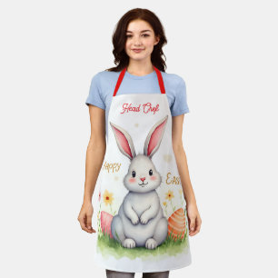 Modern Cute Easter Bunny And Eggs Collection Apron