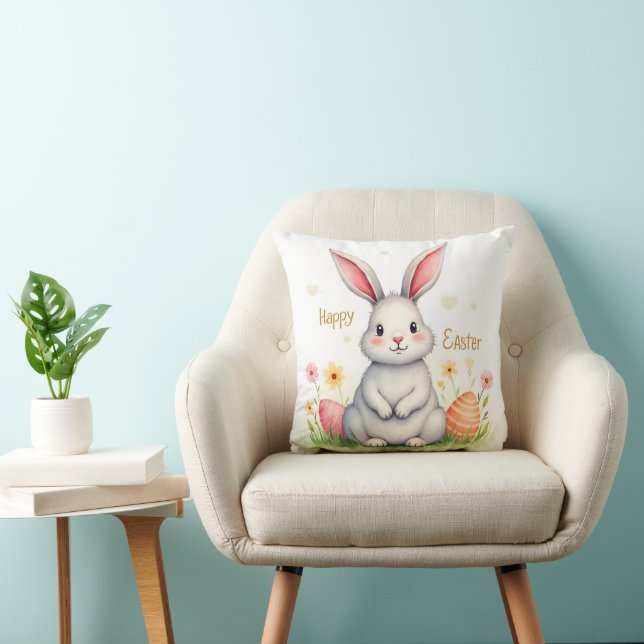Modern Cute Easter Bunny And Eggs Collection Cushion (Chair)