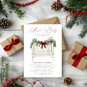 Modern Cute Elegant Santa Baby Baby Shower  Invitation