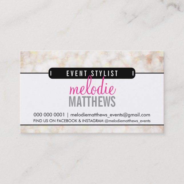 MODERN cute ethereal bokeh panel classy cream Business Card (Front)