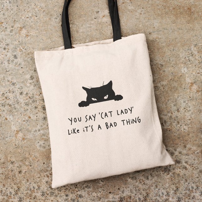 Modern Cute Fun Cat Lady Cat Mum Tote Bag (Creator Uploaded)