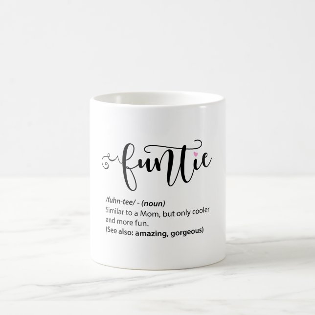 Modern Cute Funtie Definition Auntie  Coffee Mug (Center)
