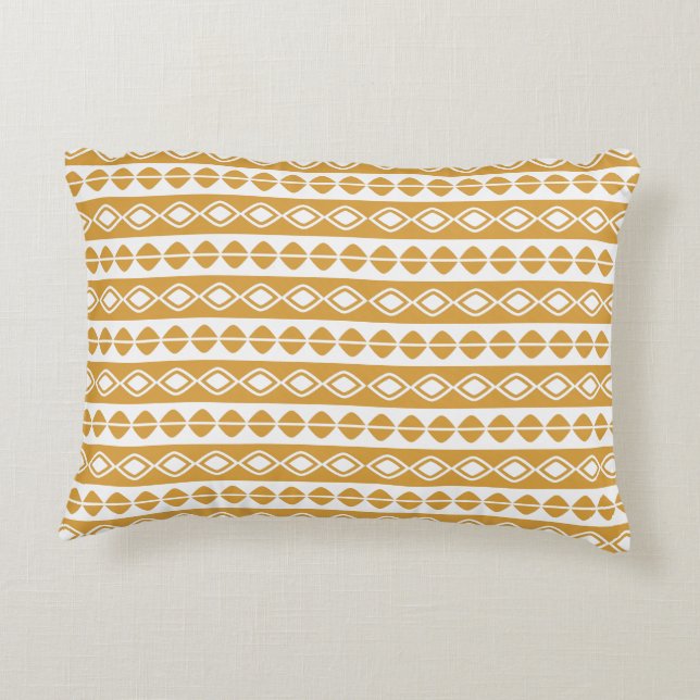 Modern Cute Geometric Pattern Yellow White Decorative Cushion (Back)