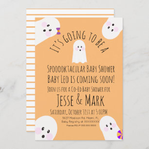 Modern Cute Ghost Ghoul Baby Shower Invitation