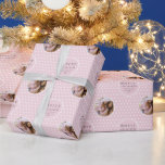 Modern Cute Girly Pink Christmas Wrapping Paper<br><div class="desc">This simple, girly and modern Christmas gift wrapping paper is done in a pink, grey and white colour palette with clean, oversized text and a fun, polka dot pattern. The design also provides room for a photo of your choice. Customise with your last name or first names and the year....</div>