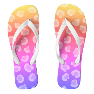 Modern cute gradient colours leopard pattern orang thongs