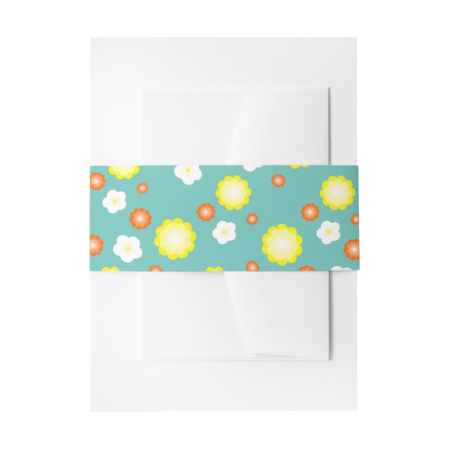 Modern cute gradient Daisy flowers pattern girly Invitation Belly Band (Front Example)