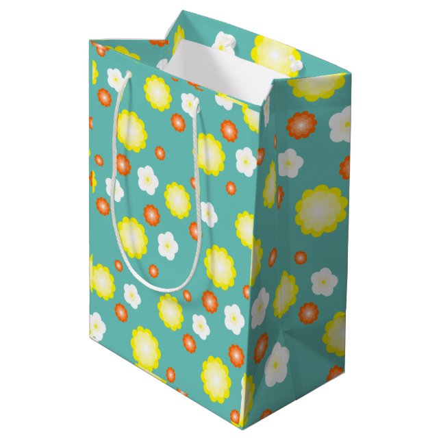 Modern cute gradient Daisy flowers pattern girly Medium Gift Bag (Back Angled)