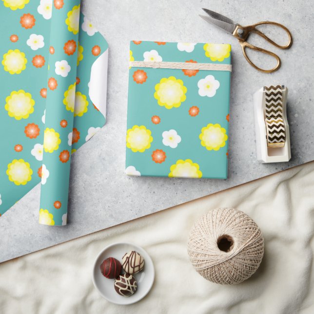 Modern cute gradient Daisy flowers pattern girly Wrapping Paper (Crafts)