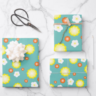 Modern cute gradient Daisy flowers pattern girly Wrapping Paper Sheet