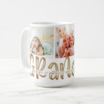 Modern Cute GRANDMA 3 Photo Personalised Gold Coffee Mug<br><div class="desc">Easily create a modern, cute, 3 photo collage keepsake mug for a grandmother personalised with your custom text with a fun hand lettered title GRANDMA in gold. PHOTO TIP: This easy-to-upload photo template works seamlessly if you pre-crop your photos into shapes similar to those shown or have the subject(s) in...</div>