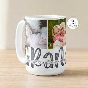Modern Cute GRANDPA 3 Photo Personalised Coffee Mug