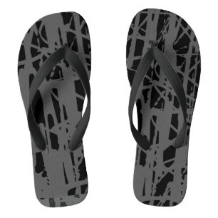 Modern Cute Grey & Black  Thongs