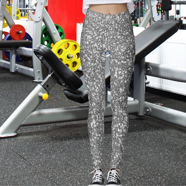 Modern Cute Grey Glitter Sparkle Pattern Fun Gift  Leggings (Creator Uploaded)