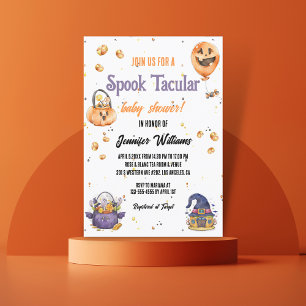 modern cute halloween spook tacular baby shower  invitation