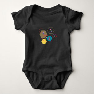 Modern Cute Happy Alphabets  Baby Bodysuit