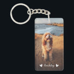 Modern Cute Hearts Personalised Two Photo | White Key Ring<br><div class="desc">This fun photo keychain has 2 photo templates (one on the front and one on the back), as well as two text templates for personalisation! Use the same photo on the front and back or mix it up a bit with 2 different photos... or maybe you'd like to showcase 2...</div>