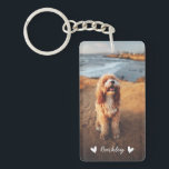 Modern Cute Hearts Personalised Two Photo | White Key Ring<br><div class="desc">This fun photo keychain has 2 photo templates (one on the front and one on the back), as well as two text templates for personalisation! Use the same photo on the front and back or mix it up a bit with 2 different photos... or maybe you'd like to showcase 2...</div>