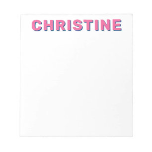 Modern Cute Hot Pink Navy Blue Kids Teacher Notepad