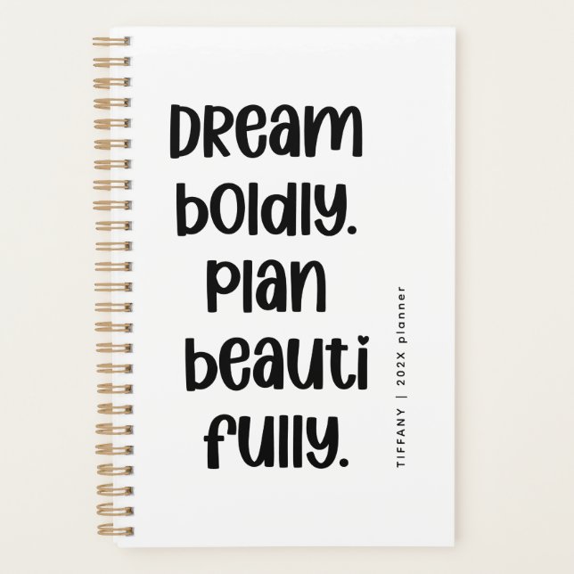 Modern Cute Inspiration Personalised Name Year Planner (Front)
