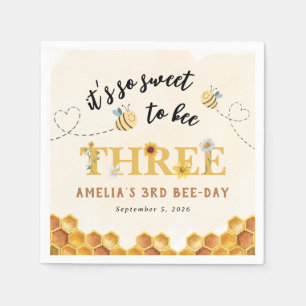 Modern Cute It’s so sweet to bee third birthday Napkin