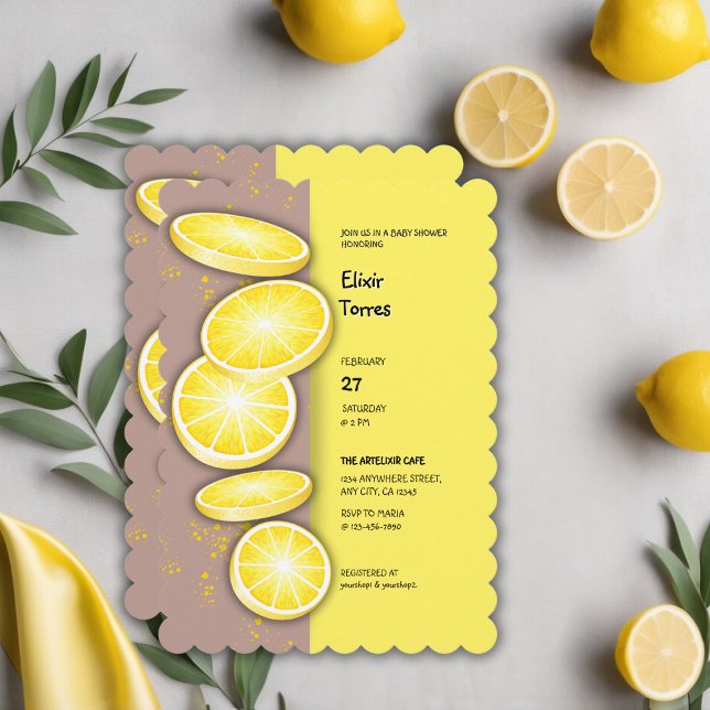 Modern Cute Lemon Slice Sprinkle Baby Shower Invitation (Creator Uploaded)