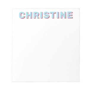 Modern Cute Light Sky Blue Bright Red Kids Teacher Notepad