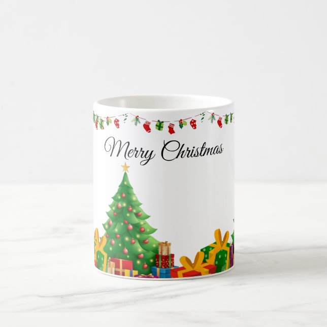 Modern cute merry christmas script santa coffee mug (Center)