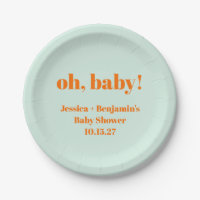Modern Cute Mint Orange Baby Shower Custom Name