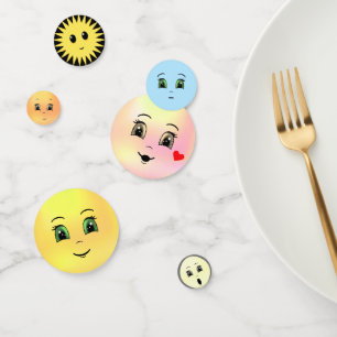 Modern Cute Multicolored Happy Faces Confetti