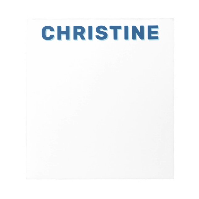 Modern Cute Navy Blue Light Blue Kids Teacher Notepad (Front)